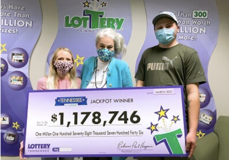 美國田納西州一名男子日前中了樂透，喜獲超過百萬美元，卻在他陪家人購物之際弄丟了彩券。   圖：翻攝自Tennessee Lottery網站