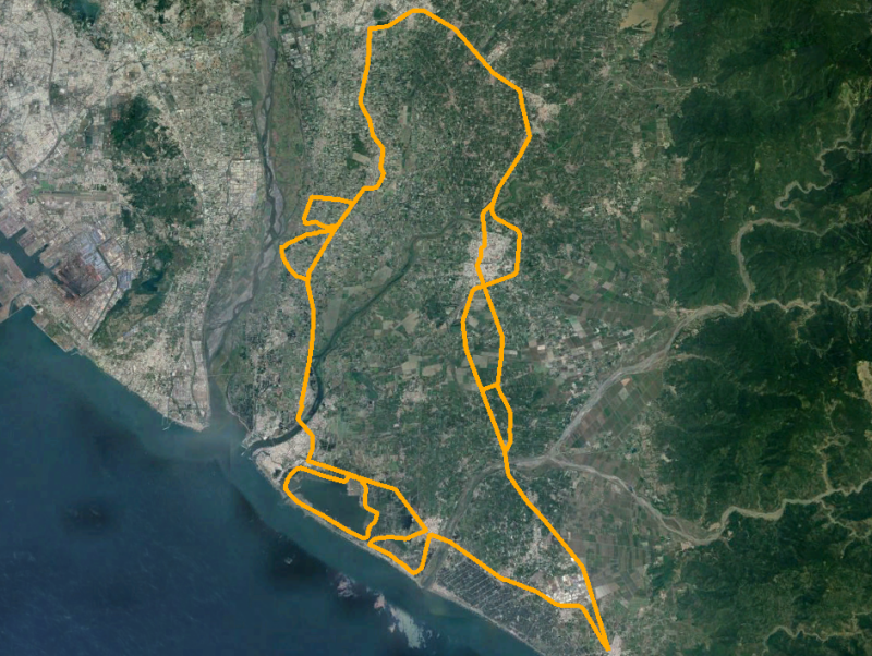 交通部運輸研究所規劃的單車路線，屏東縣121.42公里的「恐龍再現」。   圖：取自自行車大藝術家網站