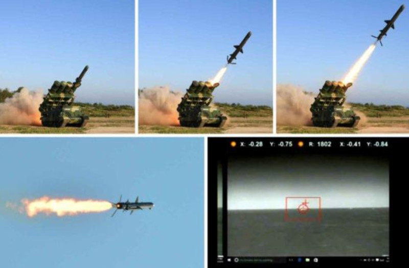 有消息指出，北韓在21日在朝鮮半島西海岸發射了兩枚巡航導彈。   圖 : 翻攝自環球時報