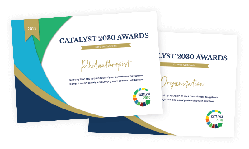 荷蘭國際非政府組織「2030促進者」首度的頒獎競爭激烈，全球有超過200多個入圍者，25日公布並頒發各獎項。   圖：翻攝自2030促進者官網