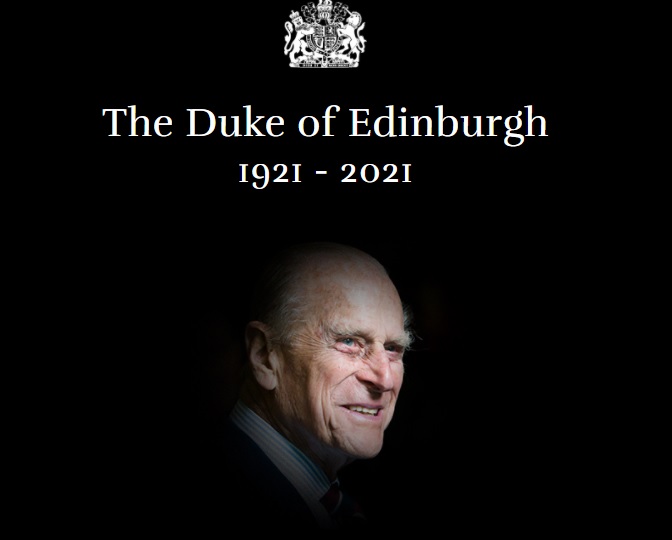英國王室官網宣布，愛丁堡公爵菲利普親王去世消息。   圖：翻攝英國王室官網