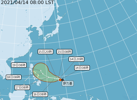 氣象局預估，週日及下週一將颱風「舒力基」最靠近台灣的時間。   圖：中央氣象局／提供