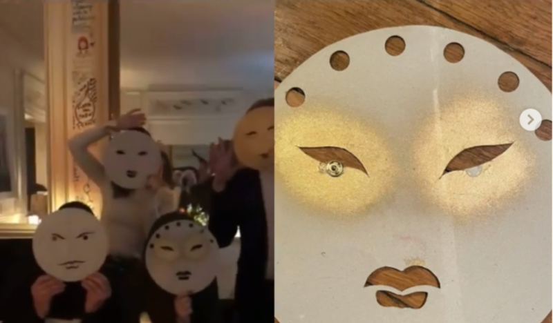 法國音樂製作人戈貝爾近日在ig上分享了一則聚會影片，影片中的人戴著亞裔刻板印象的白色紙面具，還高喊「武漢女孩（Wuhan girl）」。   圖 : 戈貝爾影片截圖