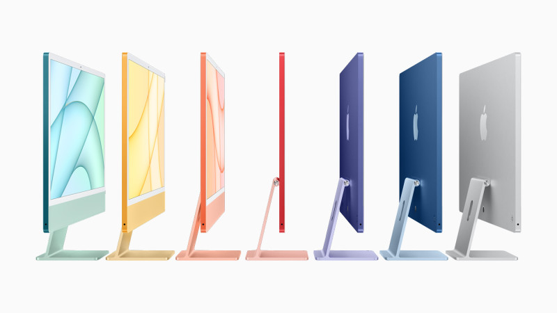 新款iMac推出7種繽紛的顏色規格。   圖：翻攝自Apple