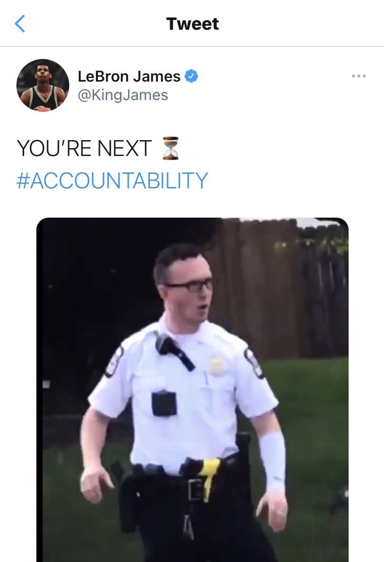 NBA球星詹姆斯對於頻頻傳出黑人遭殺害感到不滿   取自詹姆斯的推特