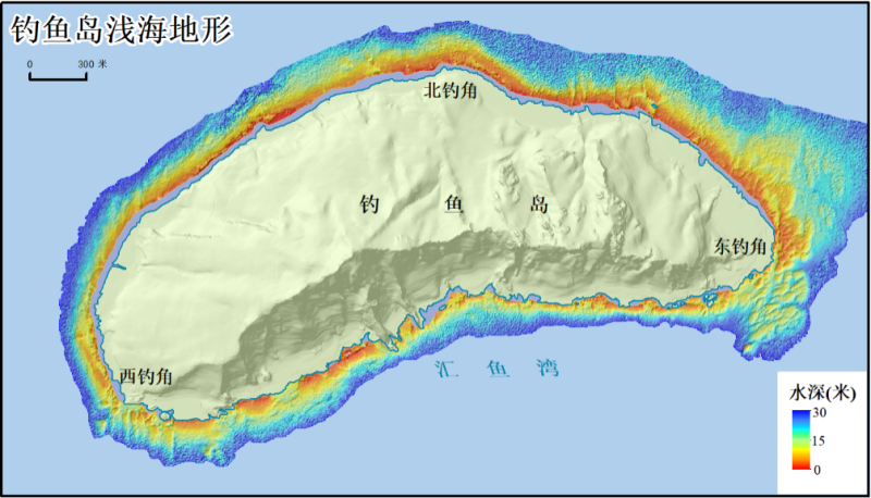 中國大陸公布釣魚台淺海區域衛星遙測照片。   中國自然資源部網站
