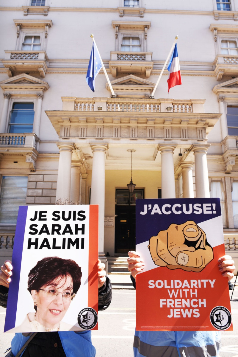 法國民眾不滿Sarah Halimi一案判決，上街遊行抗議。   圖：翻攝自Campaign Against Antisemitism推特