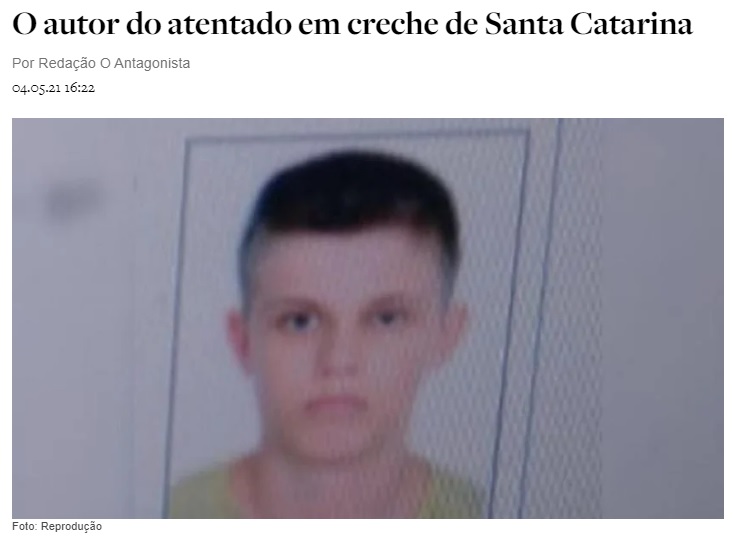 巴西托兒所兇殺案嫌犯是1名18歲青年，目前行凶動機不明。   圖：翻攝自巴西O Antagonista