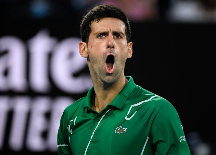 Novak Djokovic對裁判大吼。   圖／美聯社／達志影像