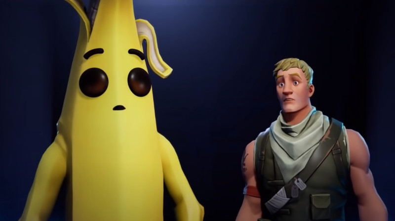 蘋果以《要塞英雄》中的香蕉人Peely諷刺Epic Games平台上存在色情內容。   圖：翻攝自Fortnite