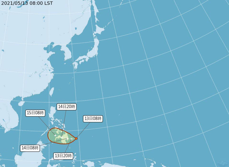 菲律賓東方海面有熱帶氣壓生成，有望增強為颱風，目前預測會持續西行進入菲律賓南部。   圖：翻攝自彭啟明臉書