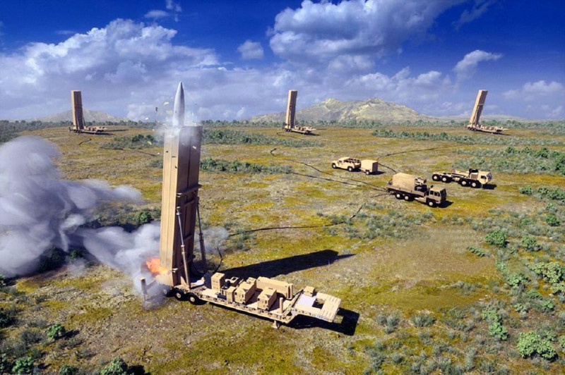 美國陸軍「遠端高超音速武器」（LRHW）發射模擬圖。   圖 : 翻攝自環球網