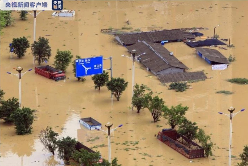 中國廣西恐出現大洪水，因此廣西壯族自治區水利廳決定啟動警訊。   圖 : 翻攝自央視新聞客戶端 (資料照片)