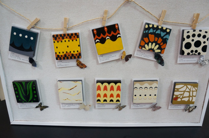 弘光文創系學生用蝴蝶的樣式創作。   弘光科大/提供