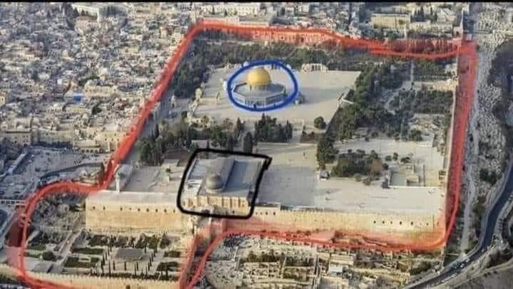 整個阿克薩清真寺區域俯瞰圖。   圖：翻攝伊斯蘭是我的宗教臉書