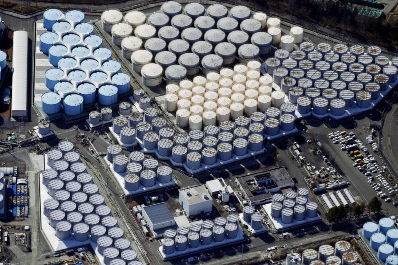 福島第一核電站內的核污水儲存罐。   圖 : 翻攝自環球網