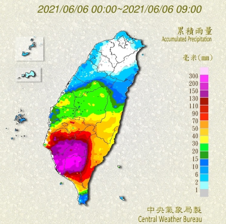 根據氣象局統計，前10名累積雨量屏東縣就占了6名。   圖/中央氣象局