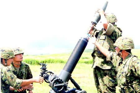 日本陸上自衛隊120迫擊砲。   圖：翻攝陸網sohu