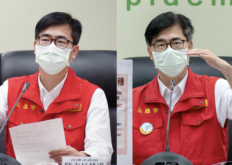 高雄市長陳其邁一個月前（左）與一個月後（右），白髮量相差極大。   圖：擷取自陳其邁臉書