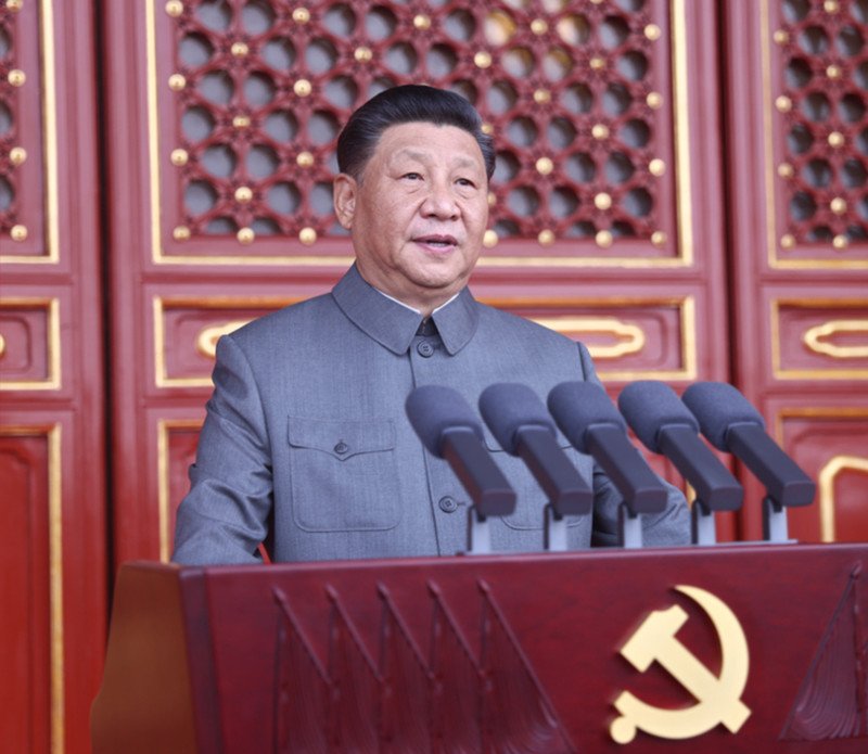 中共百年黨慶時，習近平在天安門廣場發表演講。 圖：翻攝中國共產黨網站（資料照片）