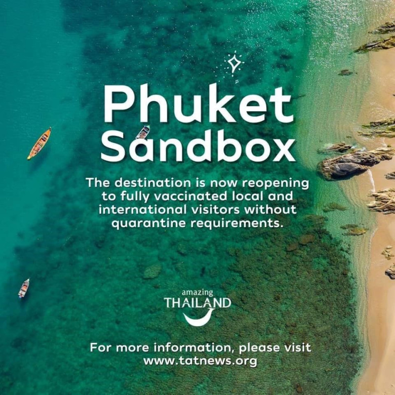泰國觀光局推出「普吉島沙盒計劃」，只要有施打2劑受官方認證的疫苗，就可以入境免隔離。   圖：泰國觀光局台北辦事處／提供