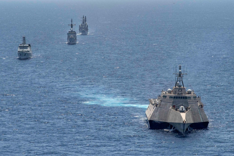 美國和日本為應對中共有可能發起武力奪取台灣的行動，舉行軍事演習和聯合軍事訓練。   圖：翻攝自U.S. Pacific Fleet臉書粉專（資料照片）