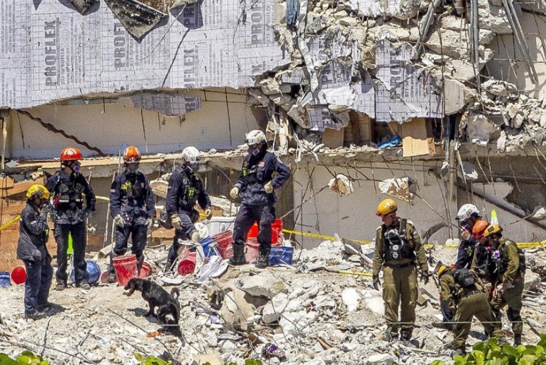 美國佛羅里達州邁阿密-戴德縣大樓坍塌事故搜救停止，目前已有54人死亡，86人失蹤。   擷取自海外網