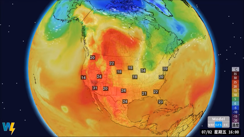 熱浪侵襲北美洲，美加近日連續發生異常高溫的現象，加拿大過去一周發生719起猝死案例。（示意圖）   圖：翻攝自天氣風險 臉書