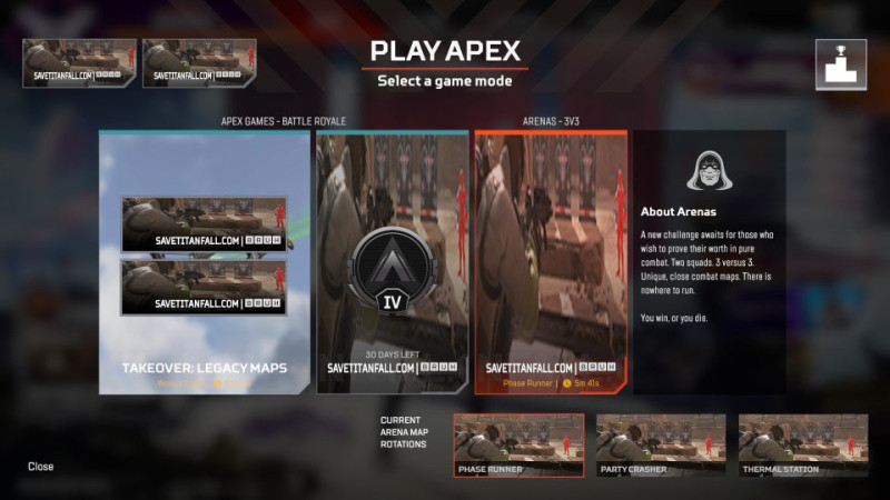 《Apex英雄》伺服器遭駭客入侵，遊戲選單中充滿《泰坦降臨》相關文字。   圖：翻攝自Apex Legends News