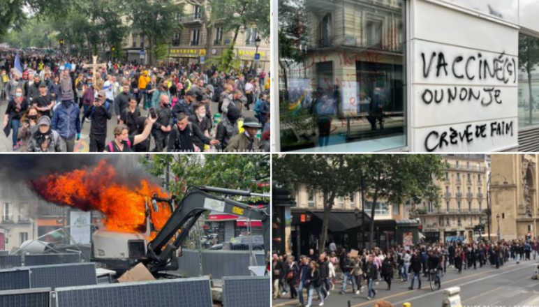 在法國國慶日 (14) 當天出現許多大規模抗議行動。   圖：翻攝自環球網