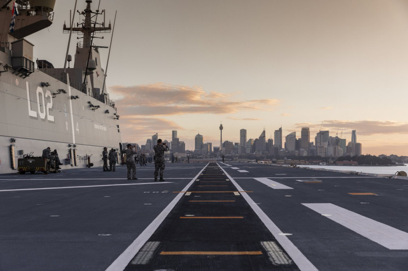 「坎培拉級」兩棲攻擊艦「坎培拉號(HMAS Canberra L02)」   圖：翻攝Talisman Sabre推特