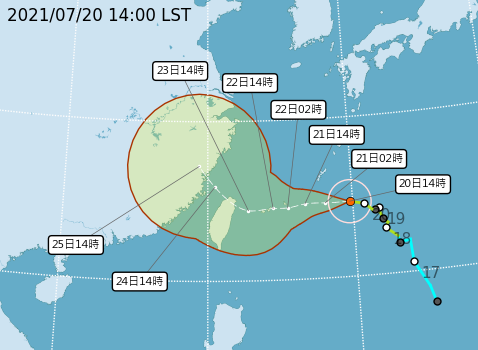氣象局預估，週四至週六烟花颱風將最接近台灣。   圖：中央氣象局提供