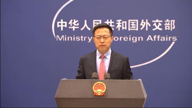 中國外交部發言人趙立堅表示，中方堅決反對‍‍建交國和台灣進行任何形式的官方往來。   圖：翻攝自環球網