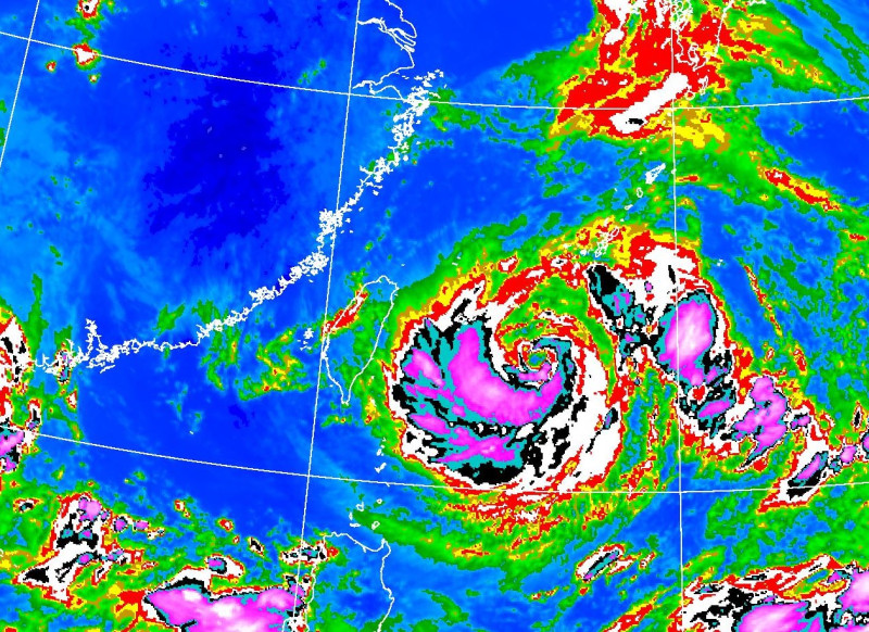 氣象局表示，目前烟花颱風龜速移動，預估於23～24日降雨最劇烈。   圖：中央氣象局／提供