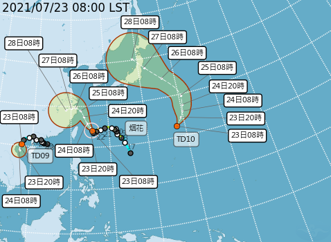 氣象局表示「烟花」颱風發布陸警的機率低。   圖：取自中央氣象局網站