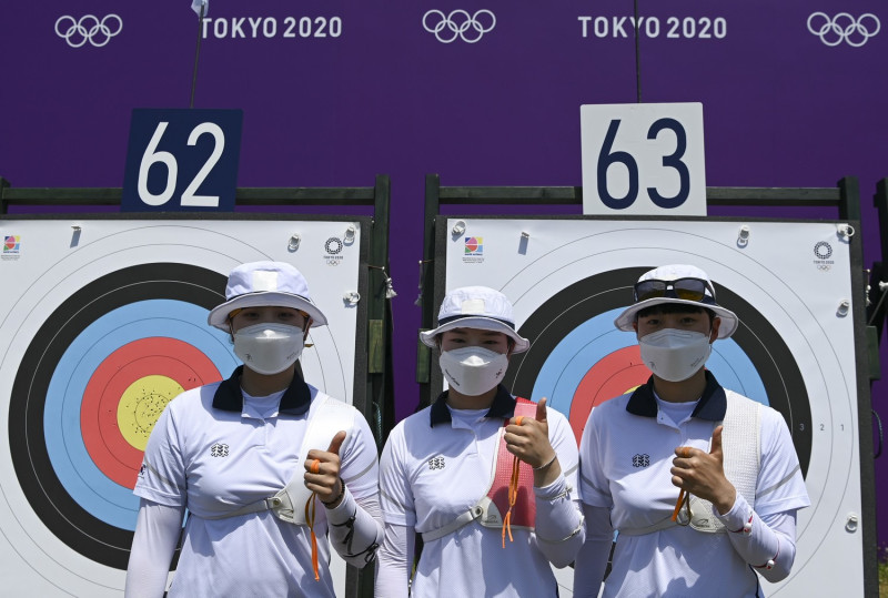 南韓拿下射箭女子排名賽前3，打破奧運紀錄。   圖：達志影像／路透社