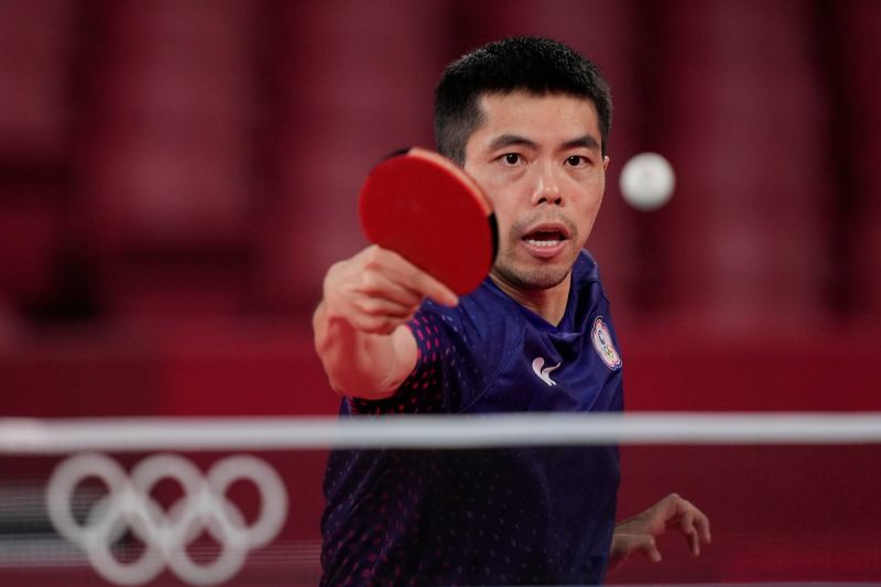 台灣「桌球教父」莊智淵在東京奧運32強戰取勝。   圖／體育署提供
