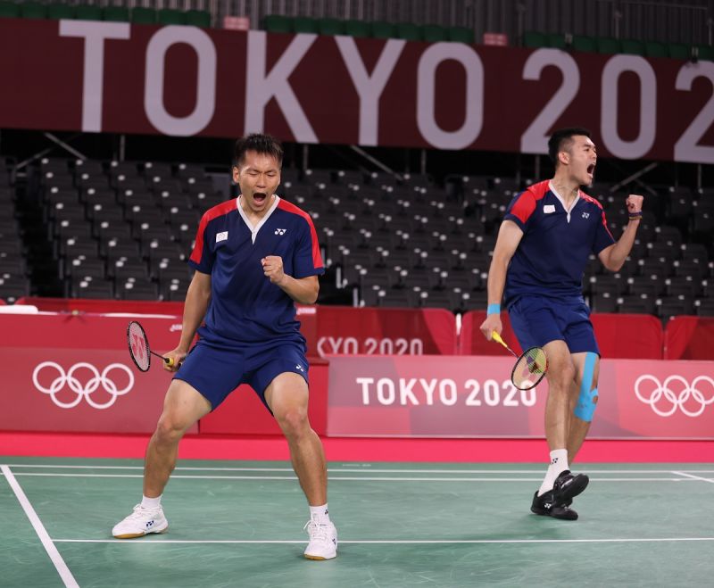 東京奧運台灣羽球代表隊，王齊麟／李洋。（圖／體育署提供）   圖／體育署提供