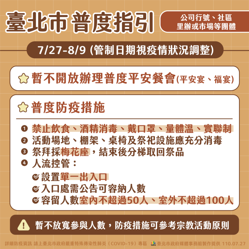 台北市普渡指引。   圖：台北市政府 / 提供