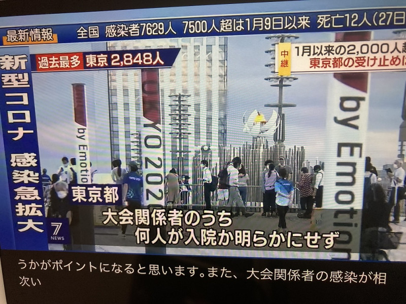 東奧組委會只公布155人確診，不肯說明有幾人住院 圖：翻拍自NHK