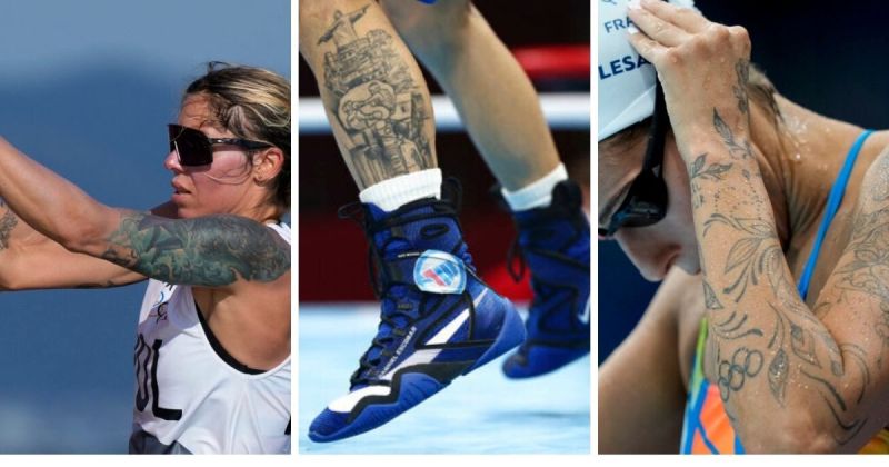 今年的東京奧運比賽意外成為選手們展現身上刺青的最佳舞台。   圖/取自美聯社