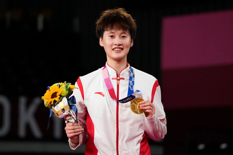 陳雨菲奪下東京奧運羽球女單金牌。   圖／美聯社／達志影像