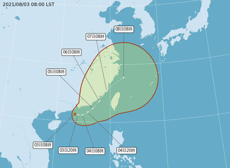 熱帶低壓TD11最快可能在今日增強為輕颱，氣象粉專「台灣颱風論壇｜天氣特急」表示，澎湖、金門會是風雨最前線。   圖：中央氣象局／提供