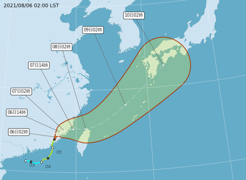氣象專家吳德榮表示，週末2天盧碧颱風將轉向偏東、跨越台灣海峽，折返襲台的機會大幅提升。   圖：中央氣象局／提供