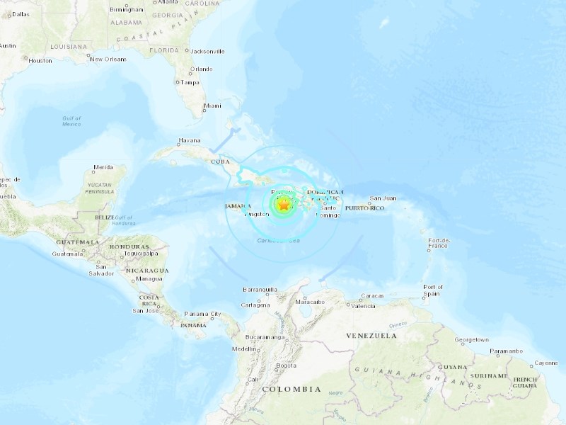 美國地質調查所表示，海地西部14日發生規模7.2地震。（圖取自美國地質調查所網頁earthquake.usgs.gov）   