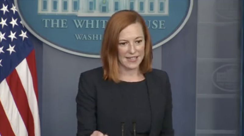 白宮發言人莎琪（Jen Psaki）。   圖：取自白宮臉書直播影片