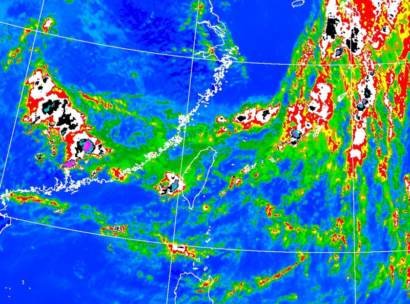 今明2天台灣受到滯留鋒面影響，西半部、東北部整天容易有雨。   圖：中央氣象局／提供