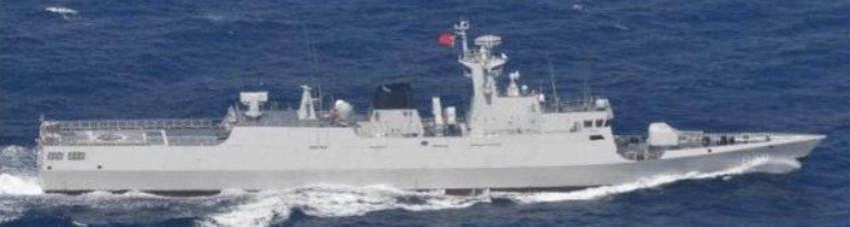 美國本周與韓國軍方進行聯合演習之際，一艘中國小型軍艦進入韓國和日本之間的水域。   圖：翻攝自環球網