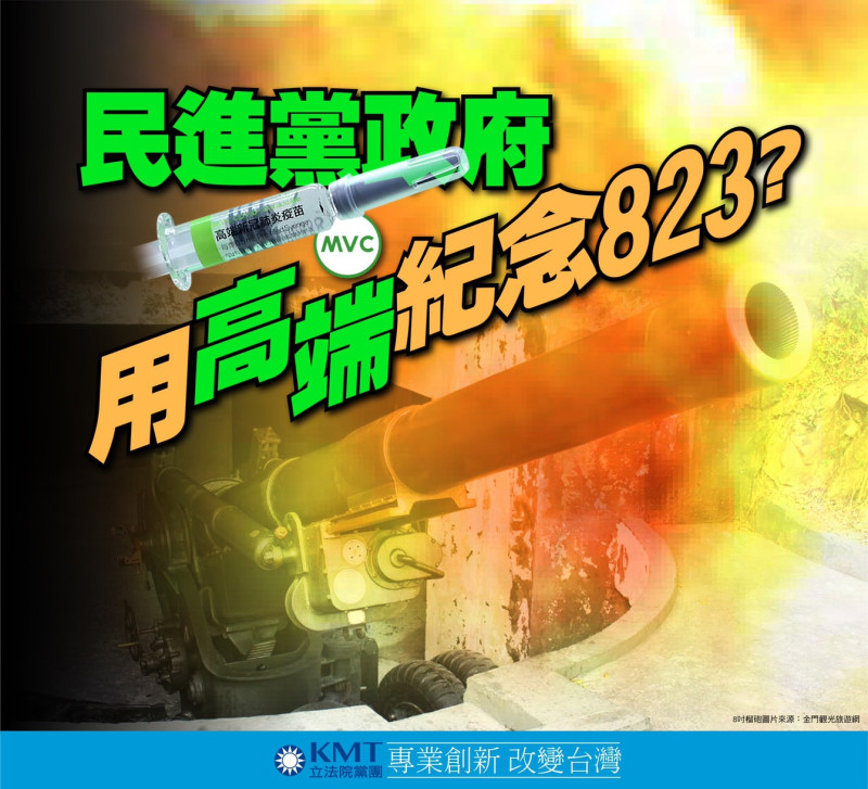 國民黨團質疑，蔡政府用高端紀念823砲戰。   圖：國民黨團 / 提供