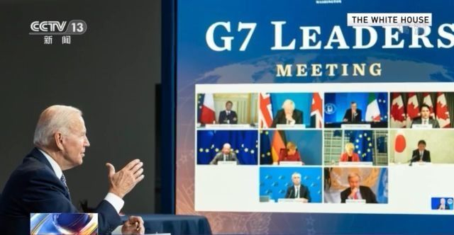 拜登在G7視訊會議上表示，不會相信塔利班的話，將由行動來判斷。   圖: 翻攝自CCTV